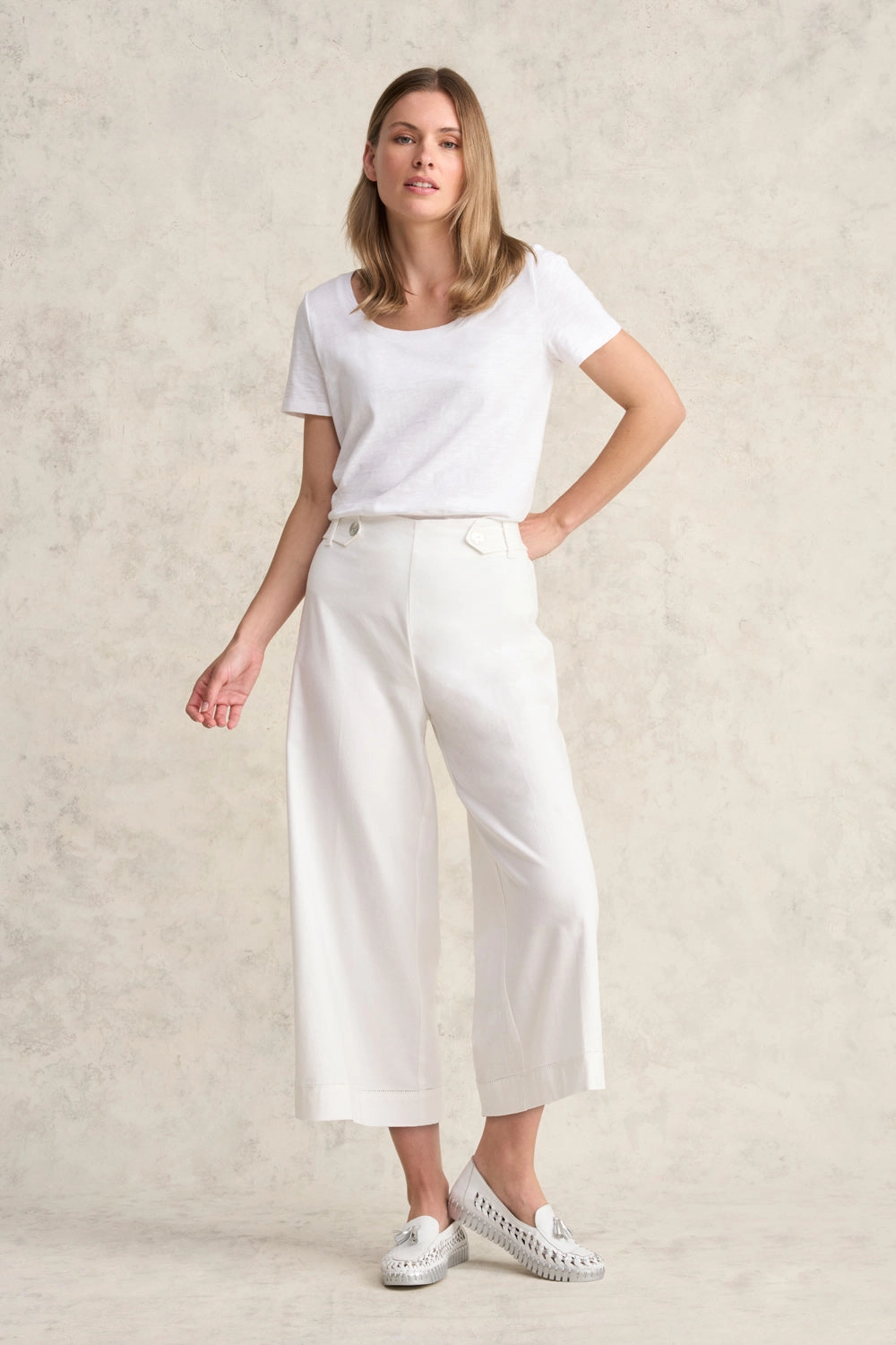 7/8th Linen Pant - White