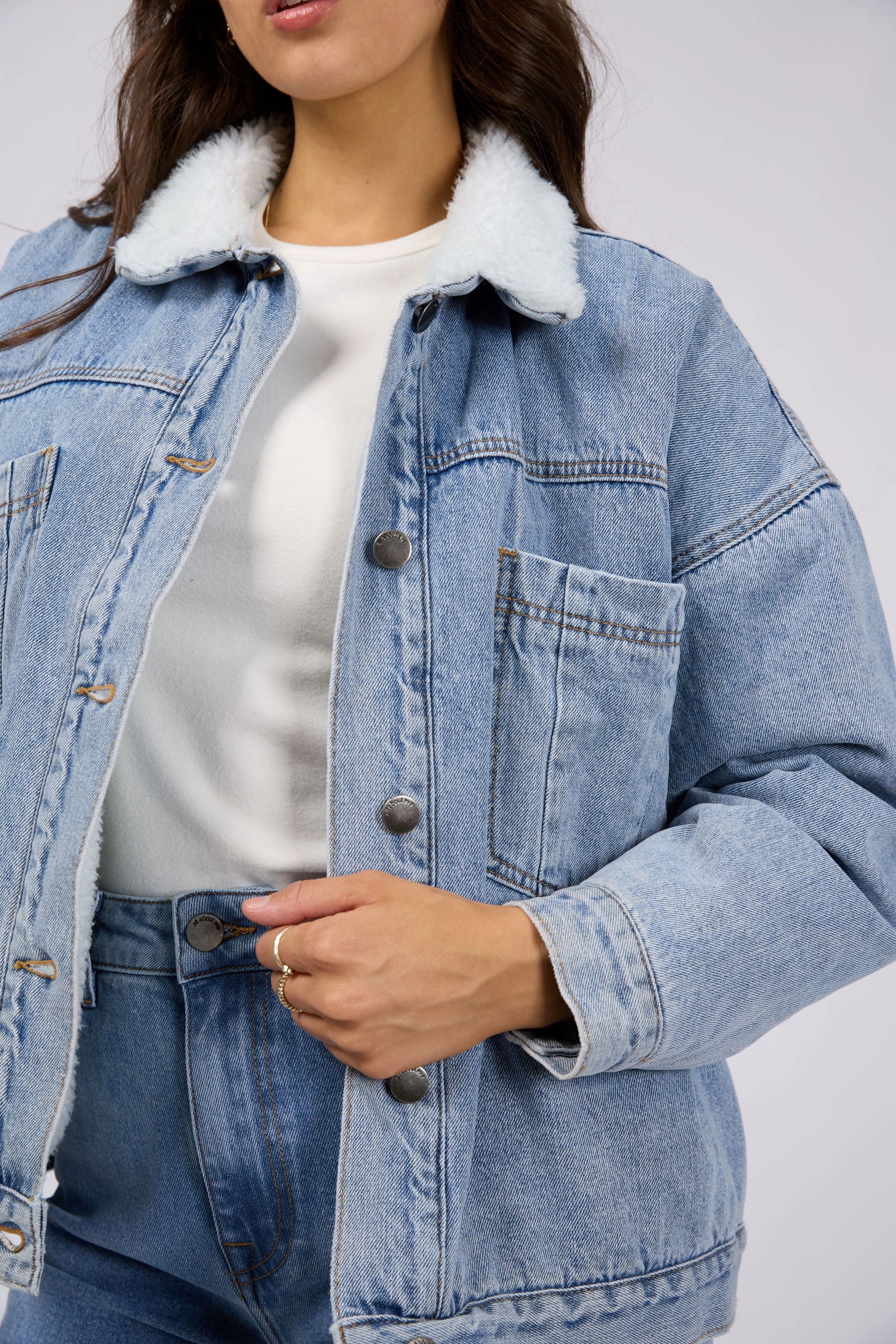 All About Eve Flynn Sherpa Jacket Light Blue