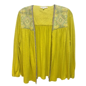 All I Am Embroidered Cardigan By Ezra In Yellow, Size: M