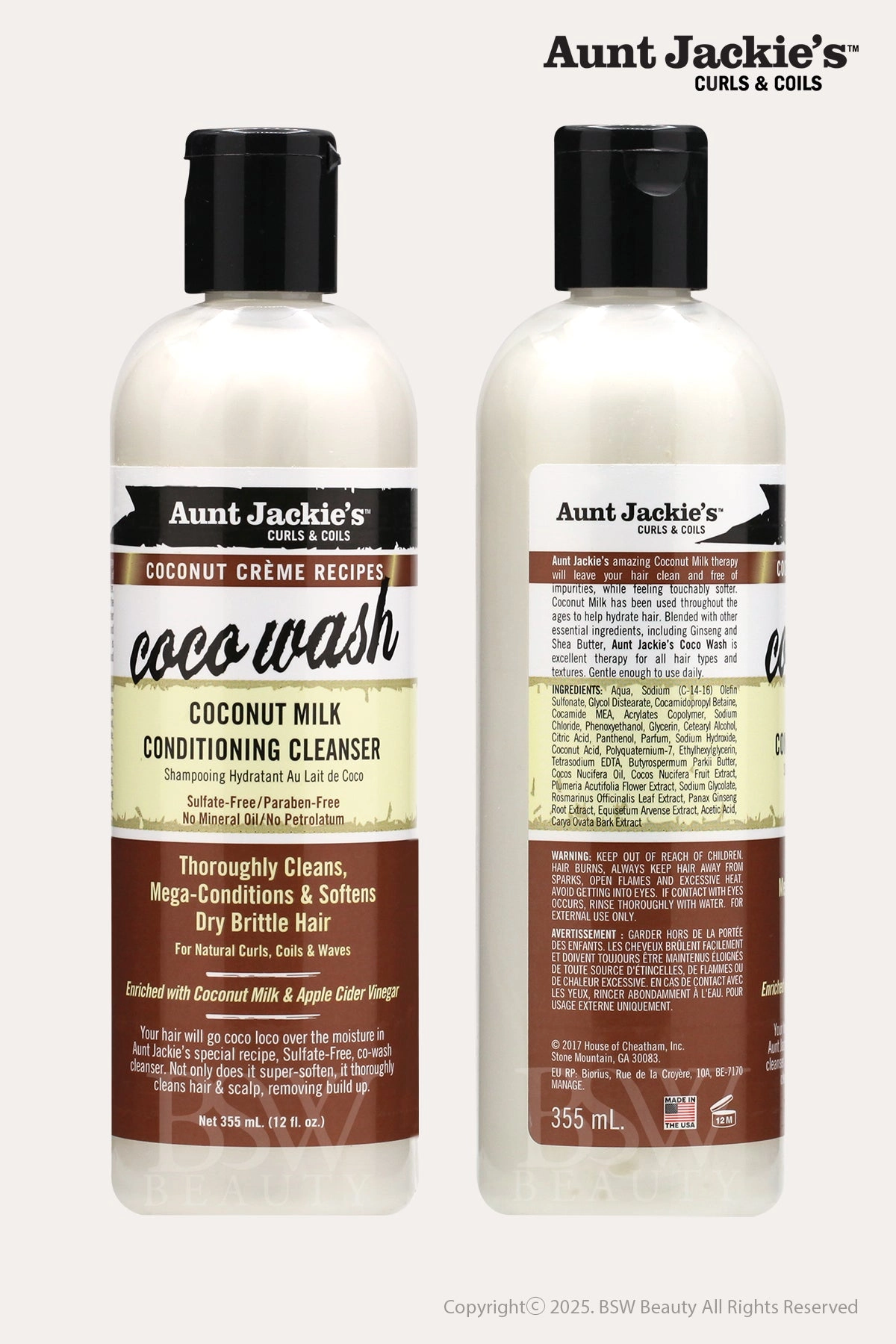 AUNT JACKIES COCONUT CREME COCO WASH COCONUT MILK CONDITIONING CLEASER 12oz