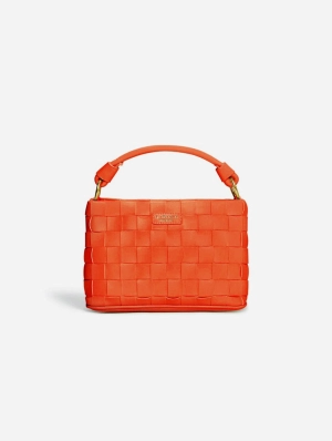 Baby Bella Woven Vegan Leather Crossbody Bag | Orange
