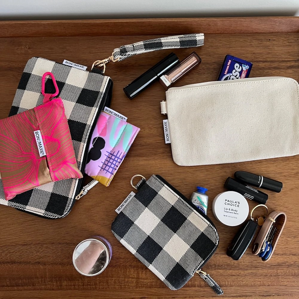 Bag Buddies Organiser Pouch Set -- Black Gingham