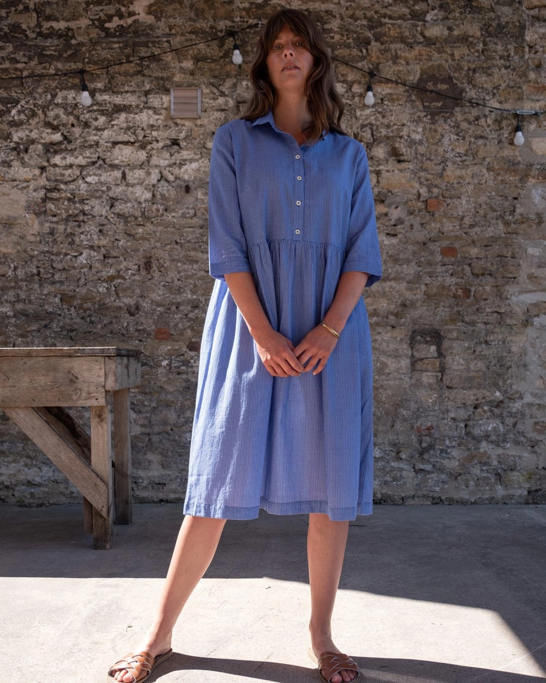 Bea Women's Cotton Shirt Dress | Blue Check