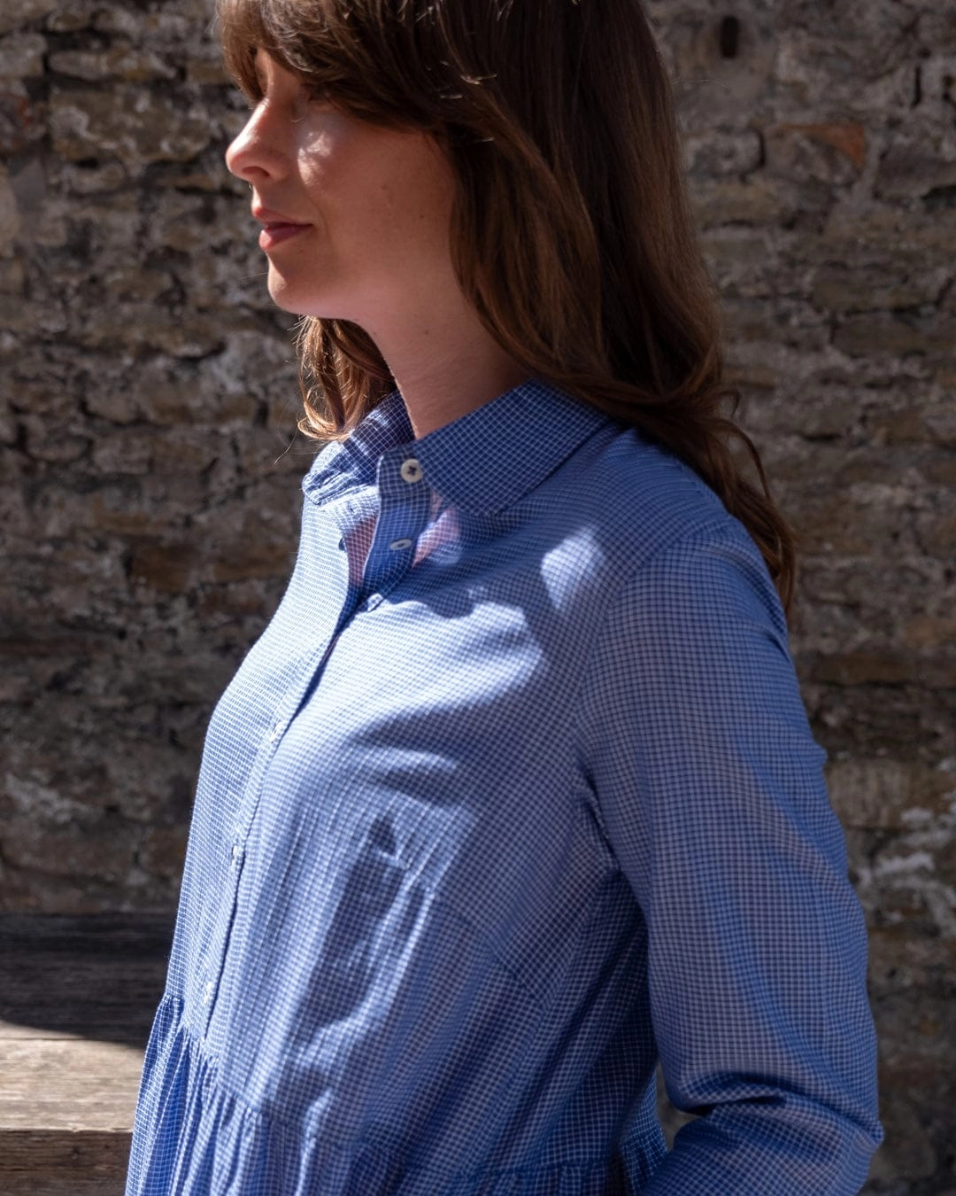 Bea Women's Cotton Shirt Dress | Blue Check