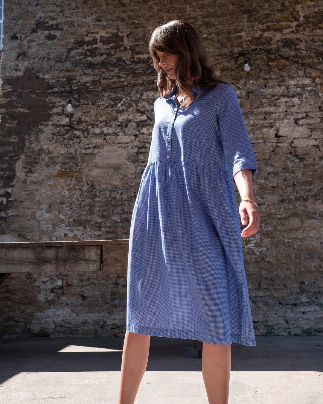Bea Women's Cotton Shirt Dress | Blue Check