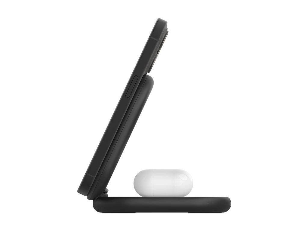 Belkin - Wireless charging stand - magnetic, foldable, with Qi2   AC power adapter - 15 Watt - Fast Charge - black WIZ028TTBK