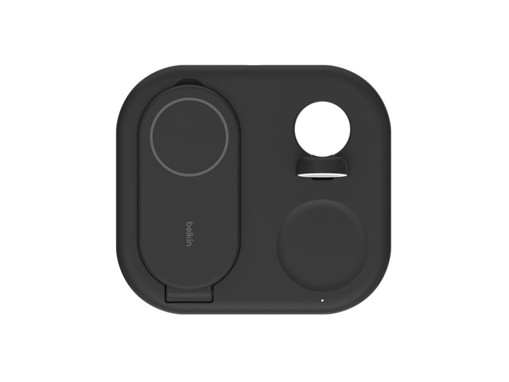 Belkin - Wireless charging stand - magnetic, foldable, with Qi2   AC power adapter - 15 Watt - Fast Charge - black WIZ029TTBK