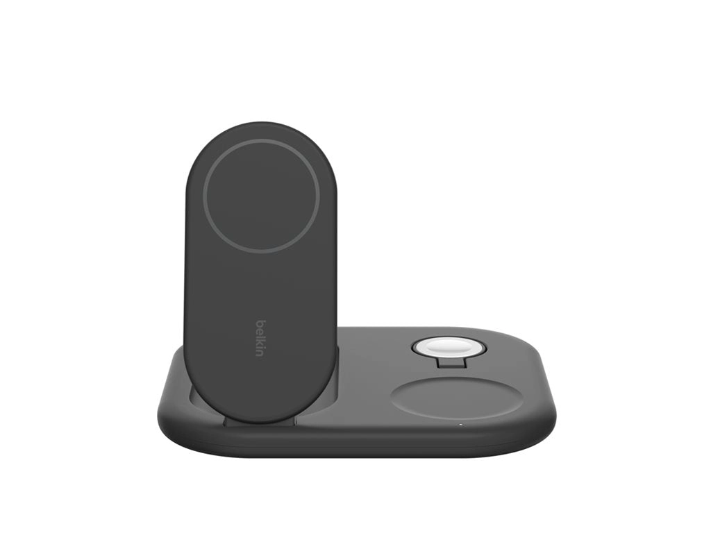 Belkin - Wireless charging stand - magnetic, foldable, with Qi2   AC power adapter - 15 Watt - Fast Charge - black WIZ029TTBK