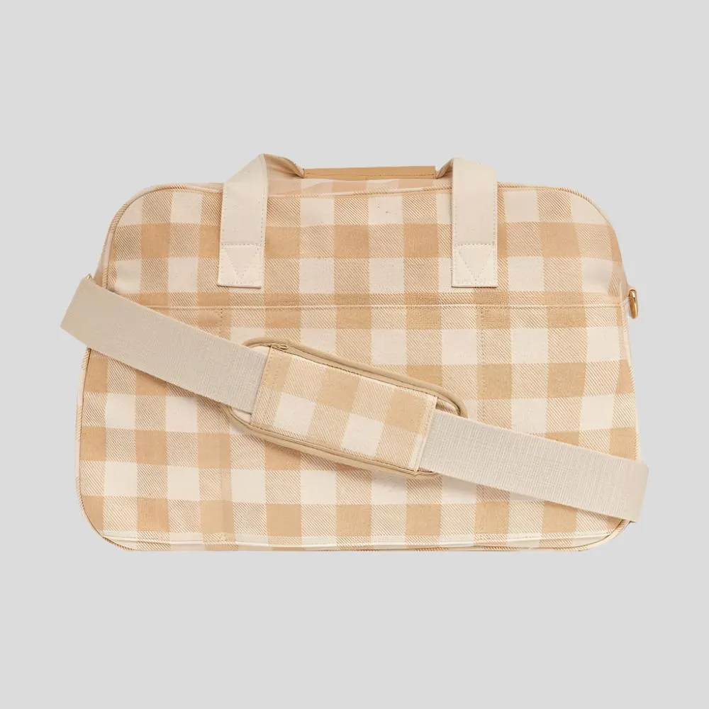 Bon Voyage Weekender Bag -- Almond Gingham
