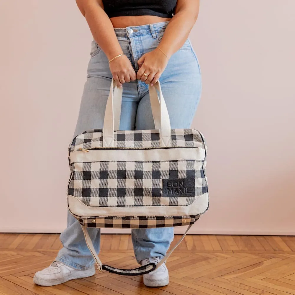 Bon Voyage Weekender Bag -- Black Gingham