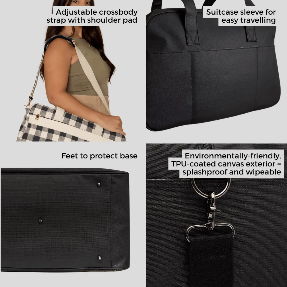 Bon Voyage Weekender Bag -- Black Gingham