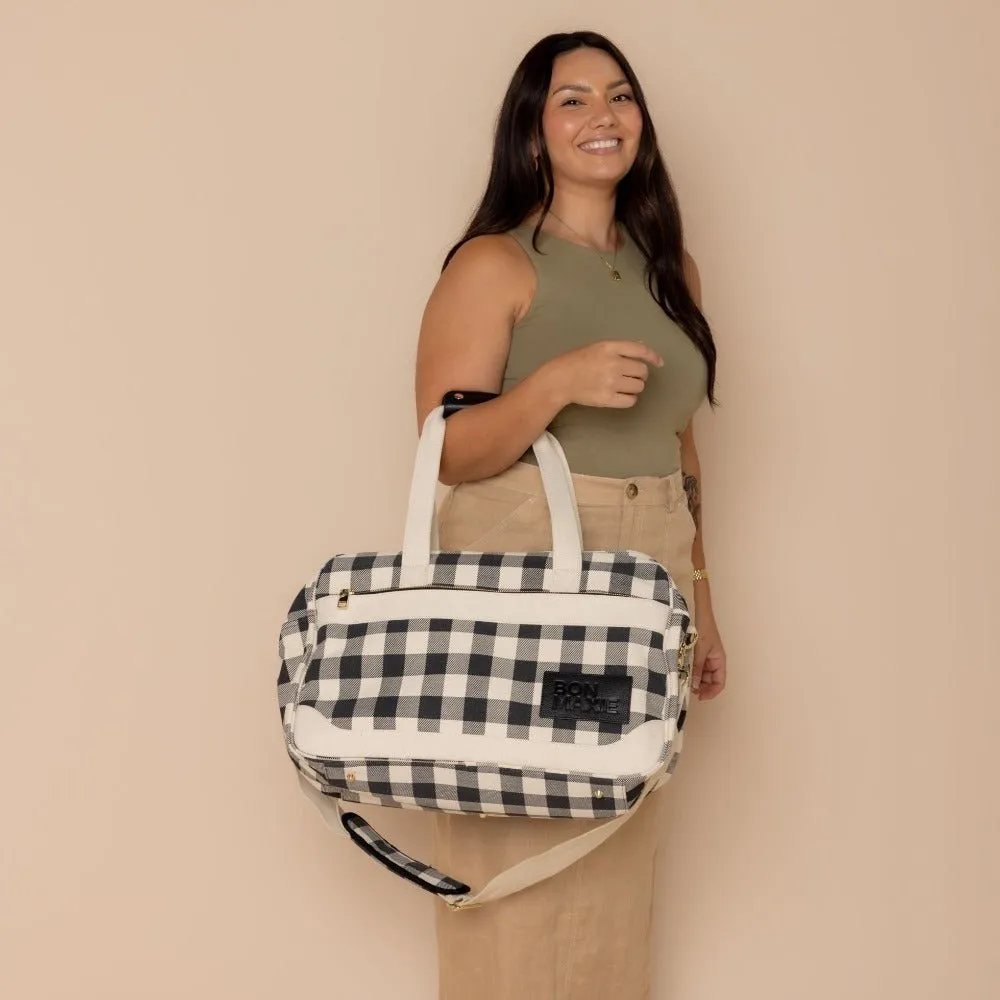 Bon Voyage Weekender Bag -- Black Gingham