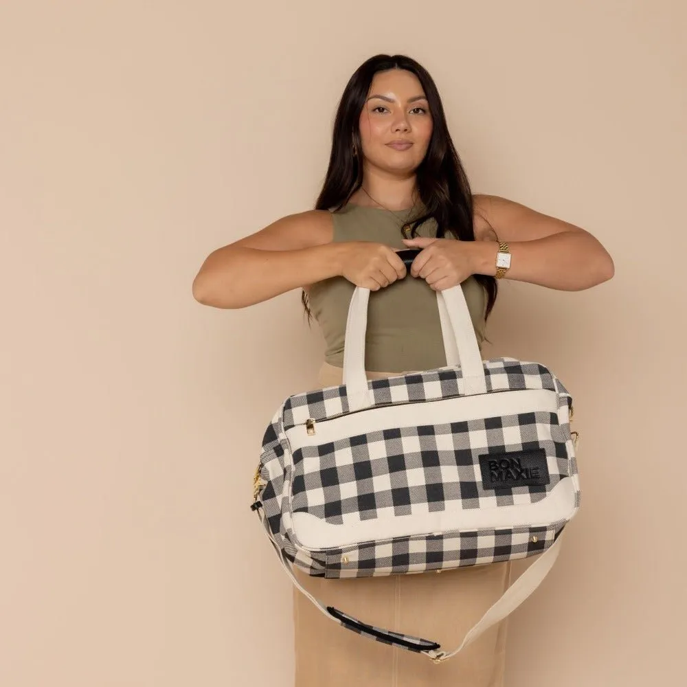 Bon Voyage Weekender Bag -- Black Gingham