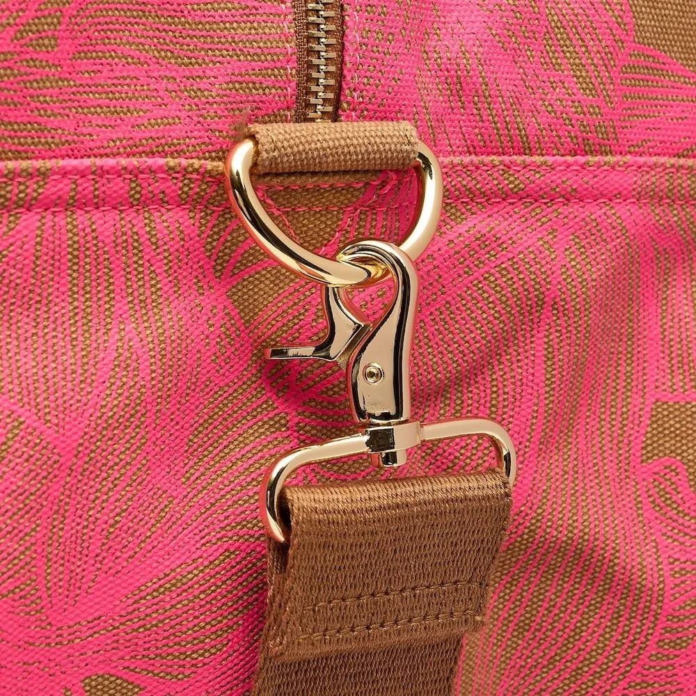 Bon Voyage Weekender Bag -- Neon Pink / Tan Floral