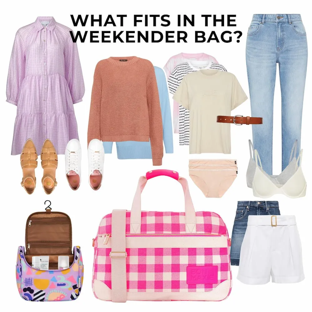 Bon Voyage Weekender Bag -- Neon Pink / Tan Floral