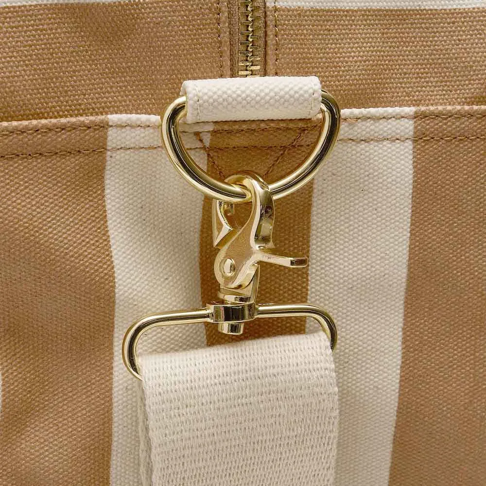Bon Voyage Weekender Bag -- Tan Stripe Canvas