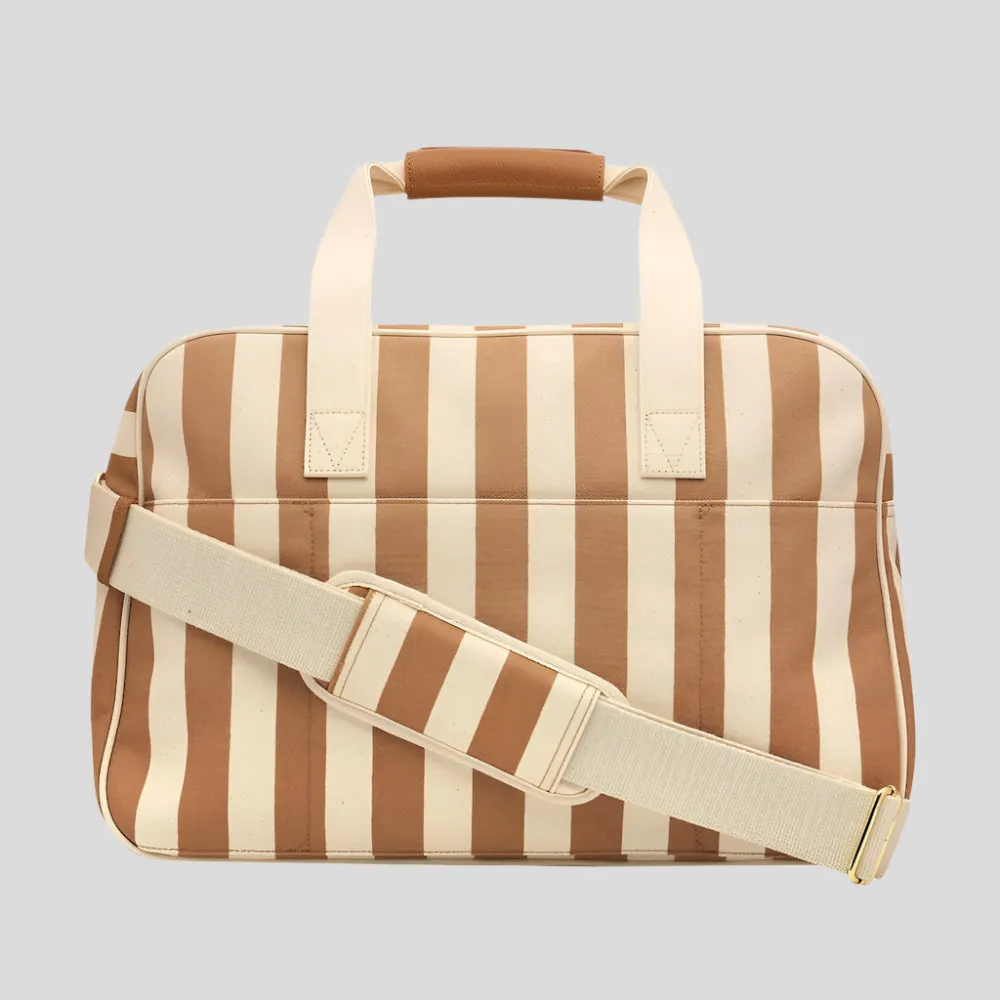 Bon Voyage Weekender Bag -- Tan Stripe Canvas