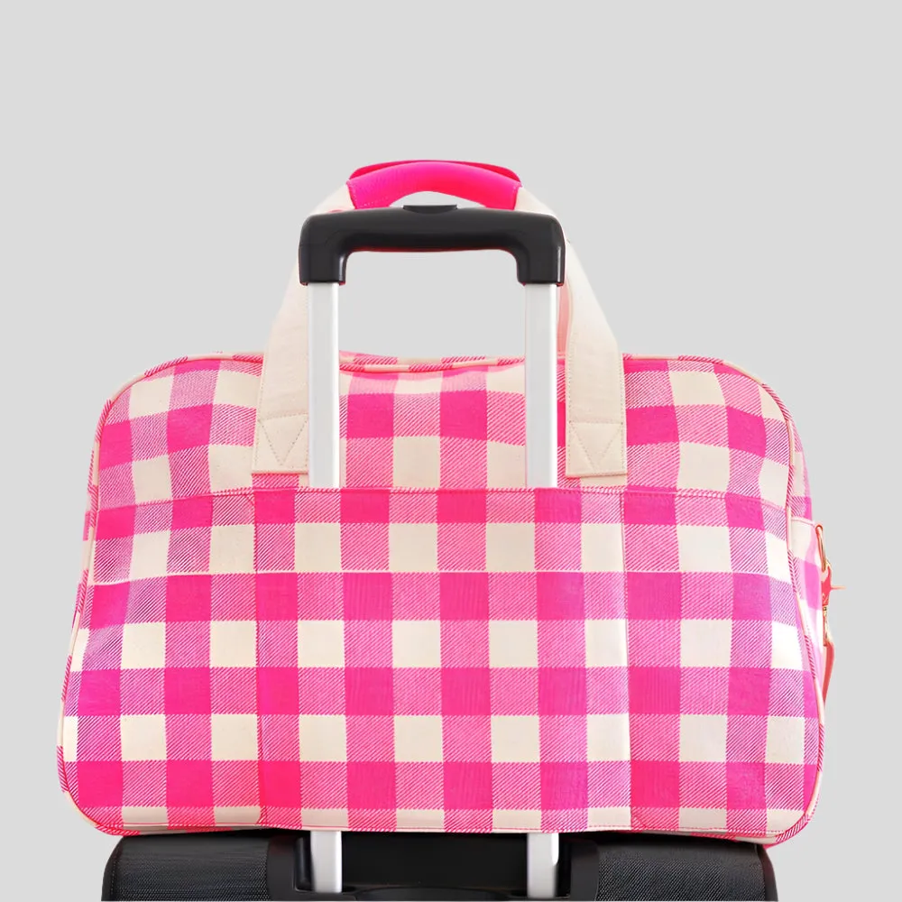 Bon Voyage Weekender Bag -- Tan Stripe Canvas