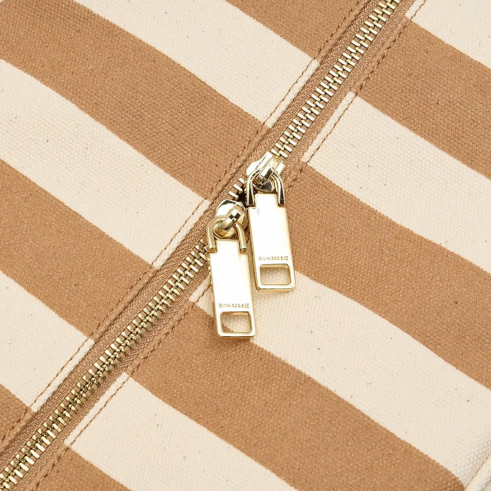 Bon Voyage Weekender Bag -- Tan Stripe Canvas
