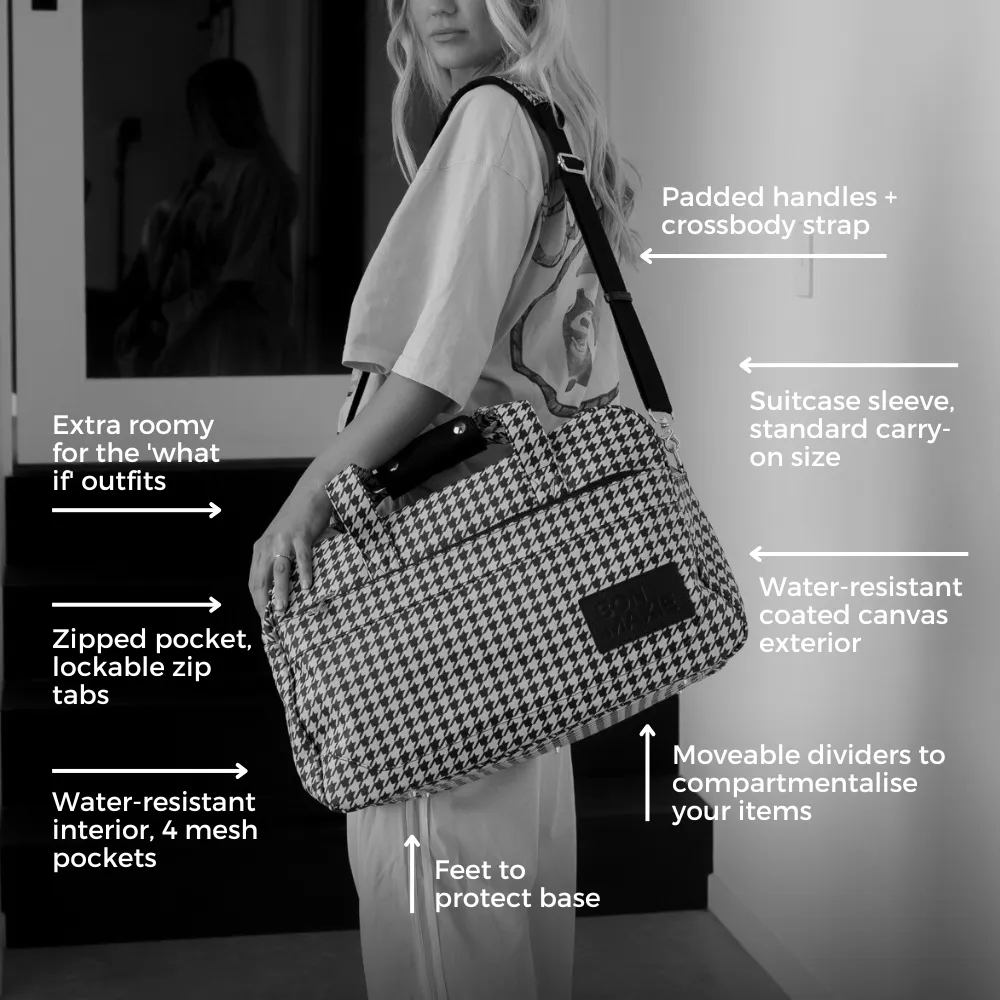 Bon Voyage Weekender Bag -- Tan Stripe Canvas