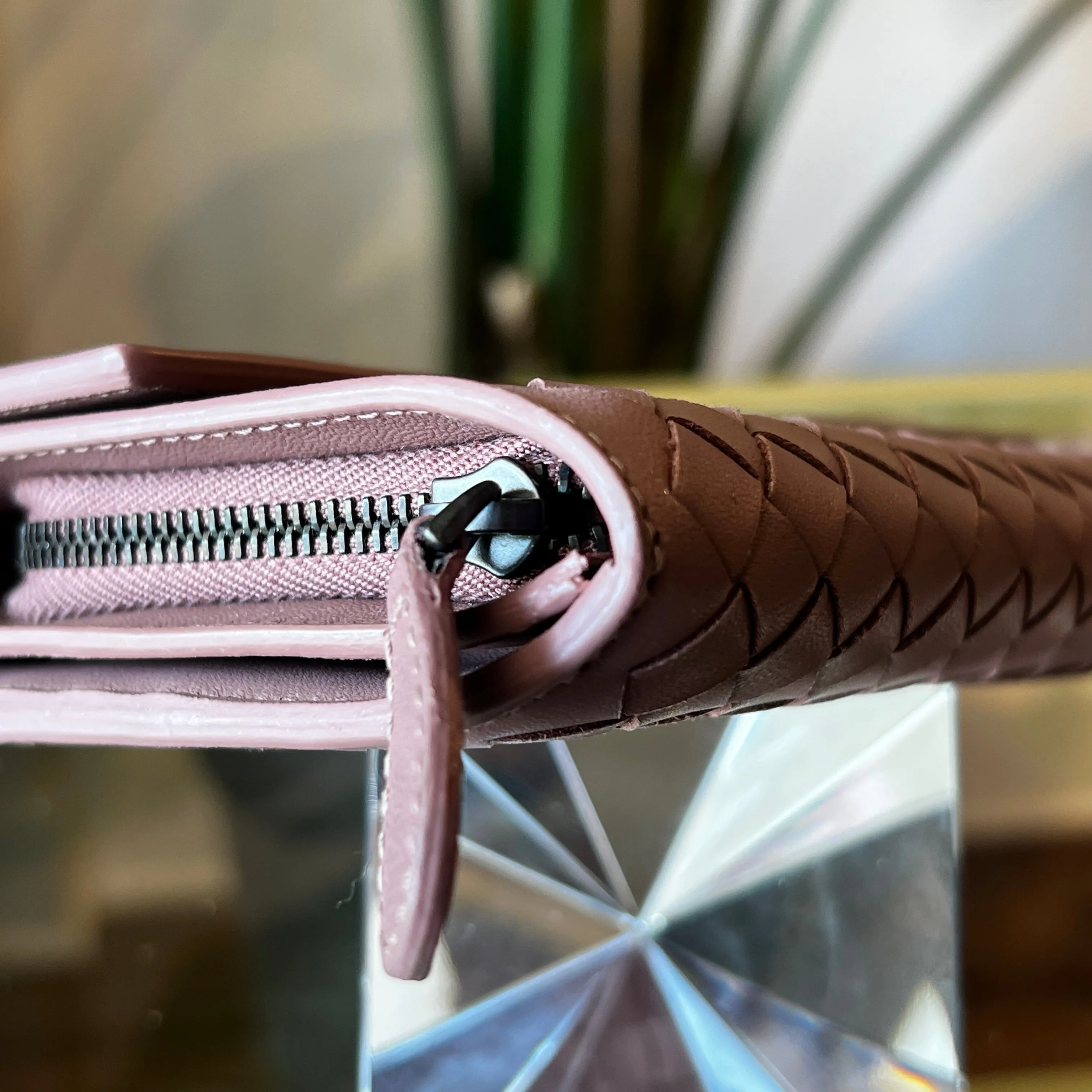 BOTTEGA VENETA Pink Intrecciato Long Wallet