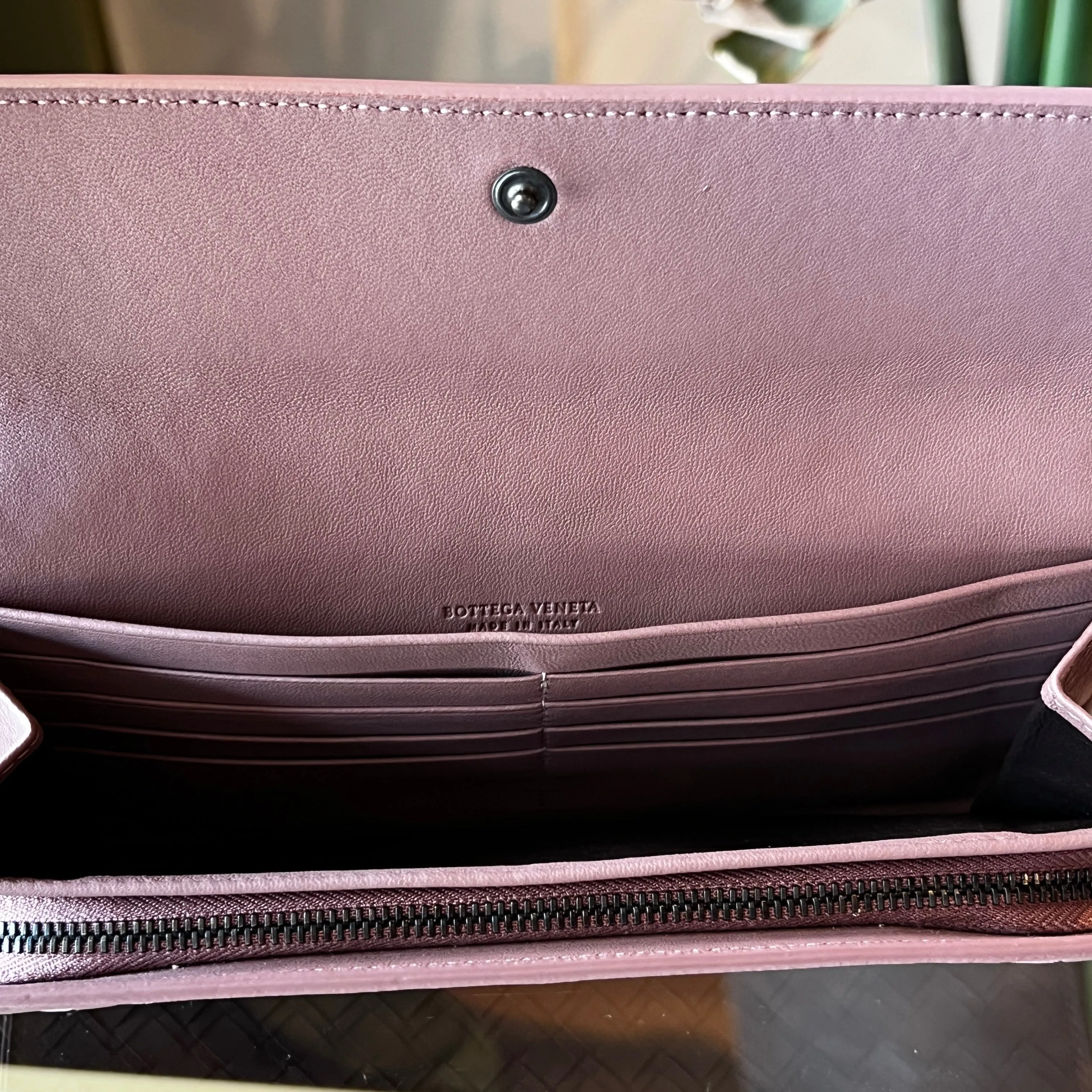 BOTTEGA VENETA Pink Intrecciato Long Wallet