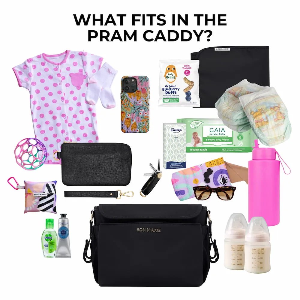 Carryall Pram Caddy -- Neon Pink Gingham