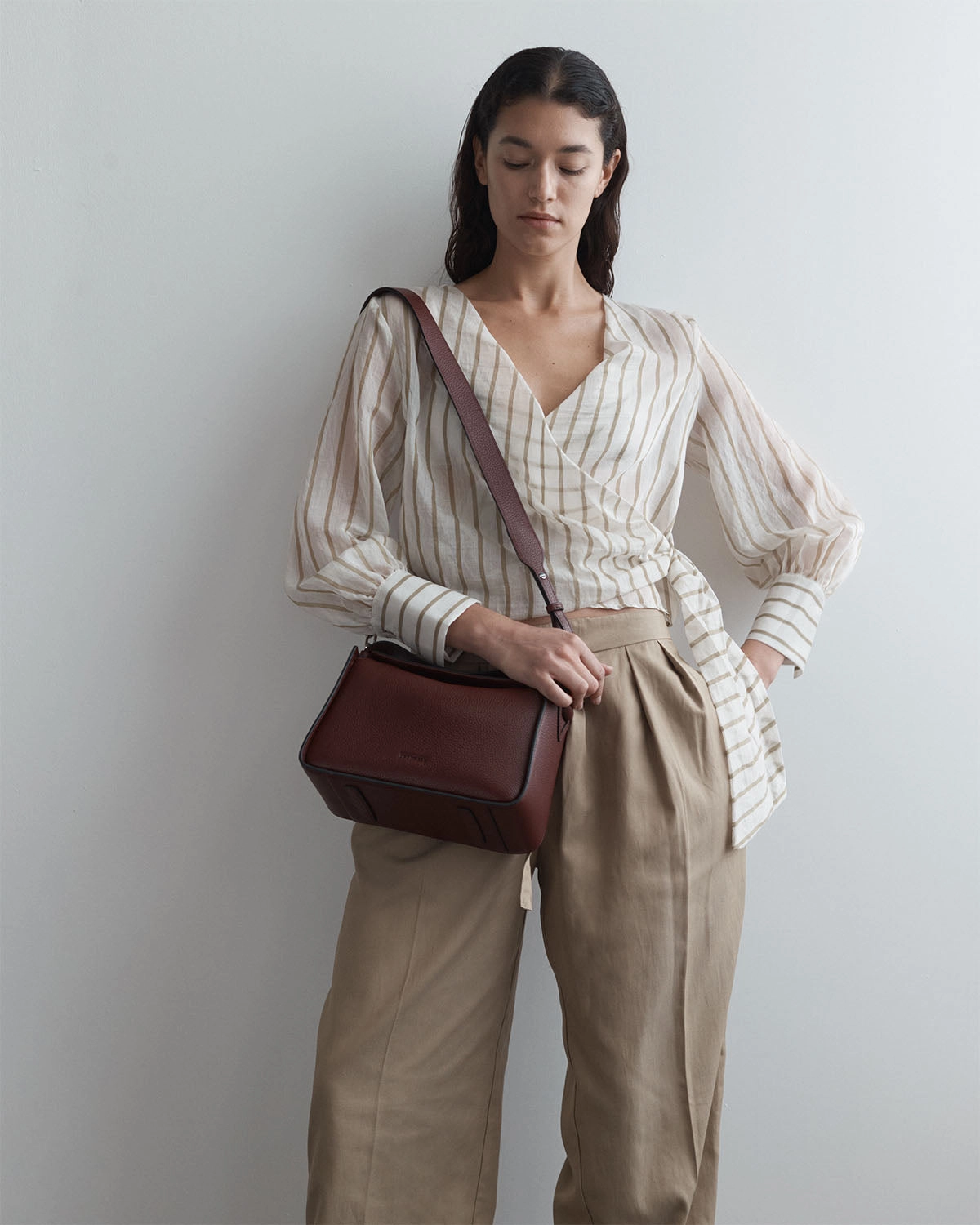 Clementine Bag: Burgundy Pebbled Leather