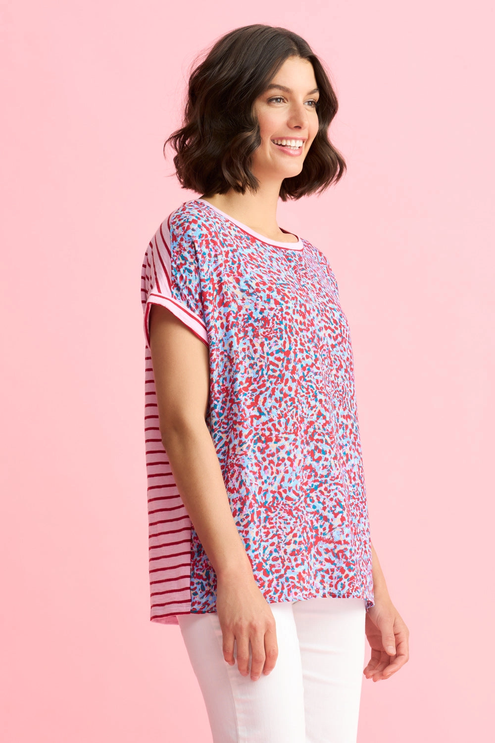Contrast Print T-Shirt - Multi Abstract Print