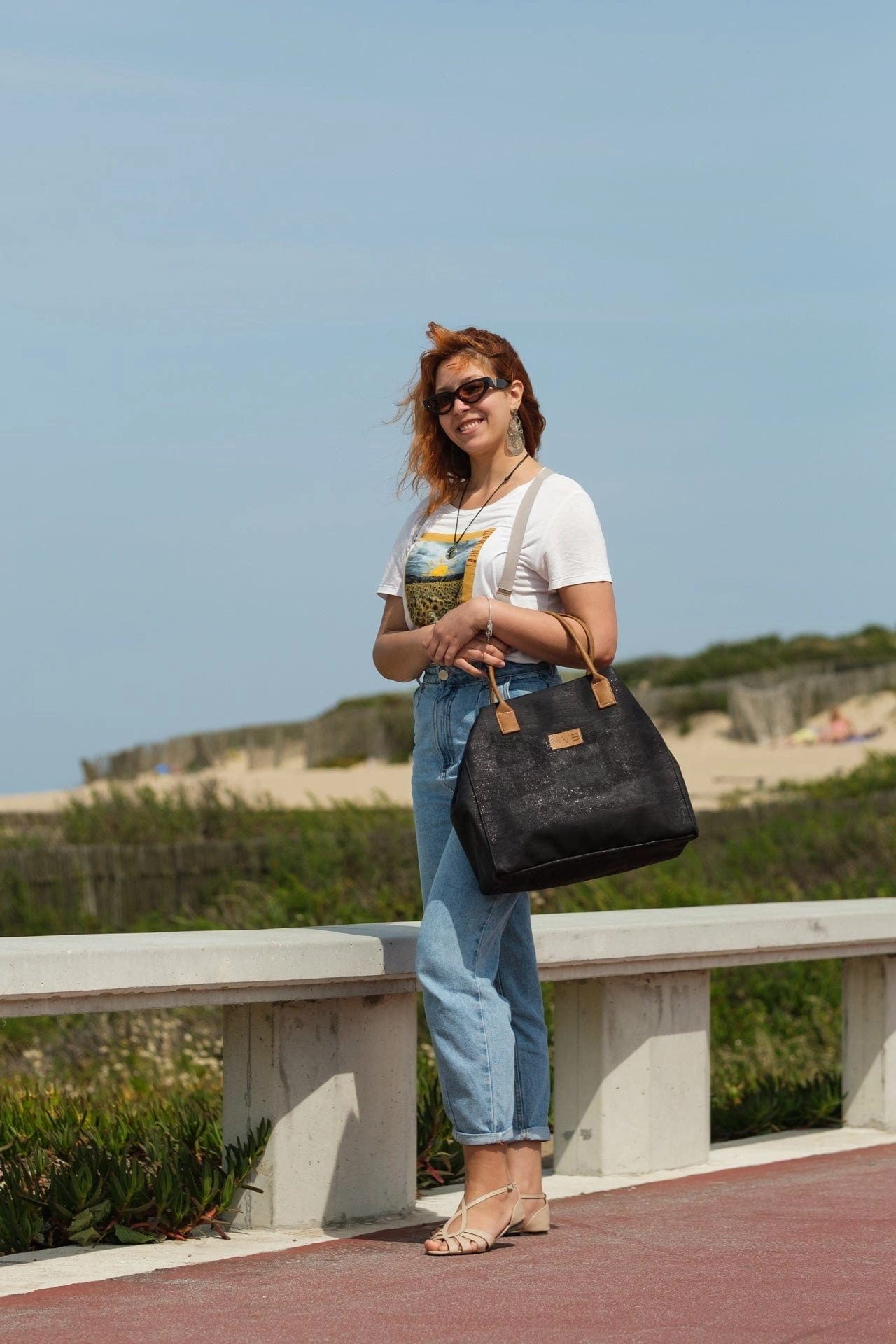 Cork Vegan Tote Bag | Black