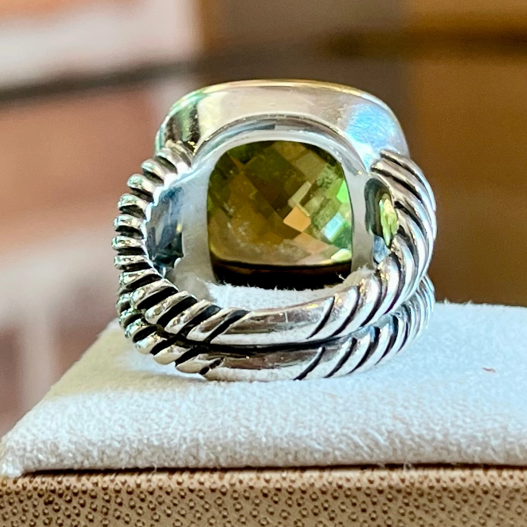 DAVID YURMAN Albion 15MM 925 Sterling Silver 18K Yellow Gold Lemon Citrine Ring SZ6.5
