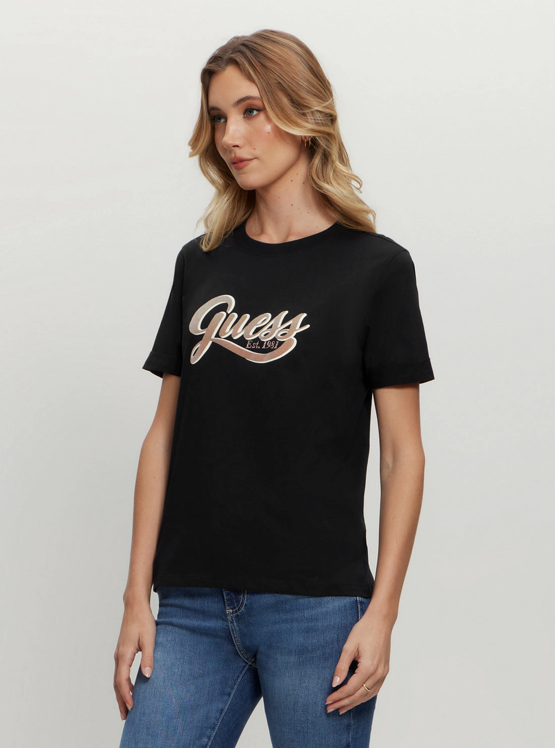Eco Black Glittery Logo T-Shirt