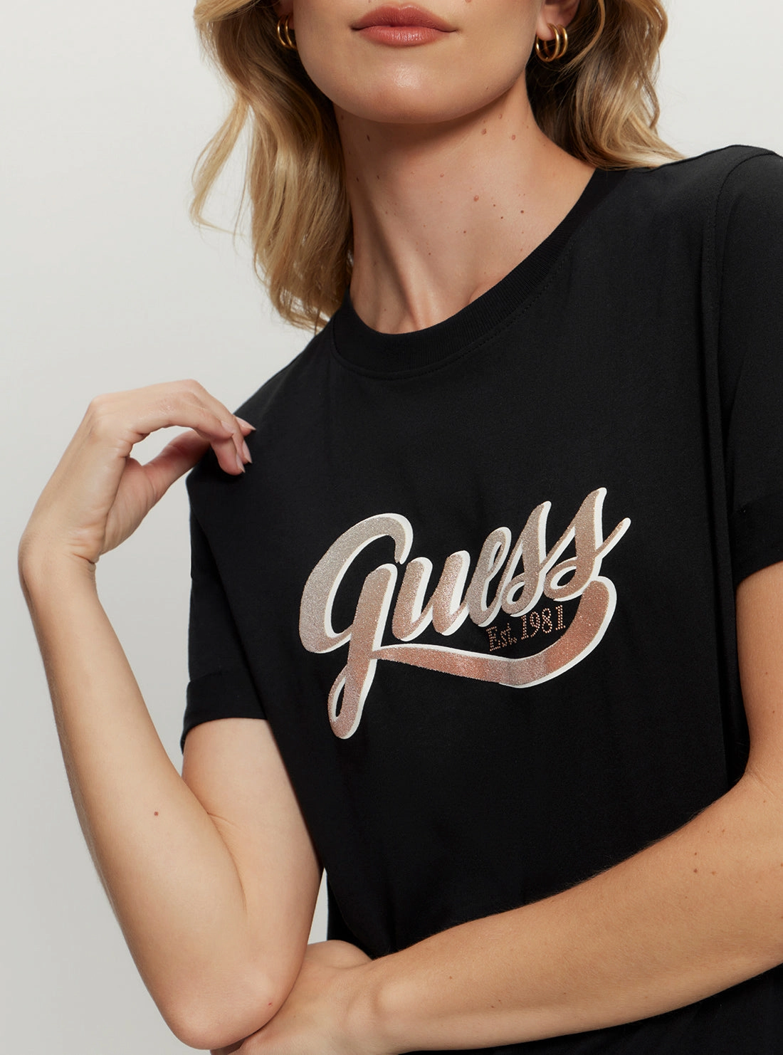 Eco Black Glittery Logo T-Shirt