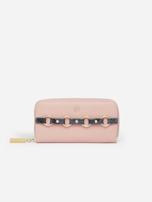 Ellen Vegan Leather Zip Around Wallet | Pink