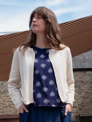 Este Women's Cotton Open Cardigan | Ecru