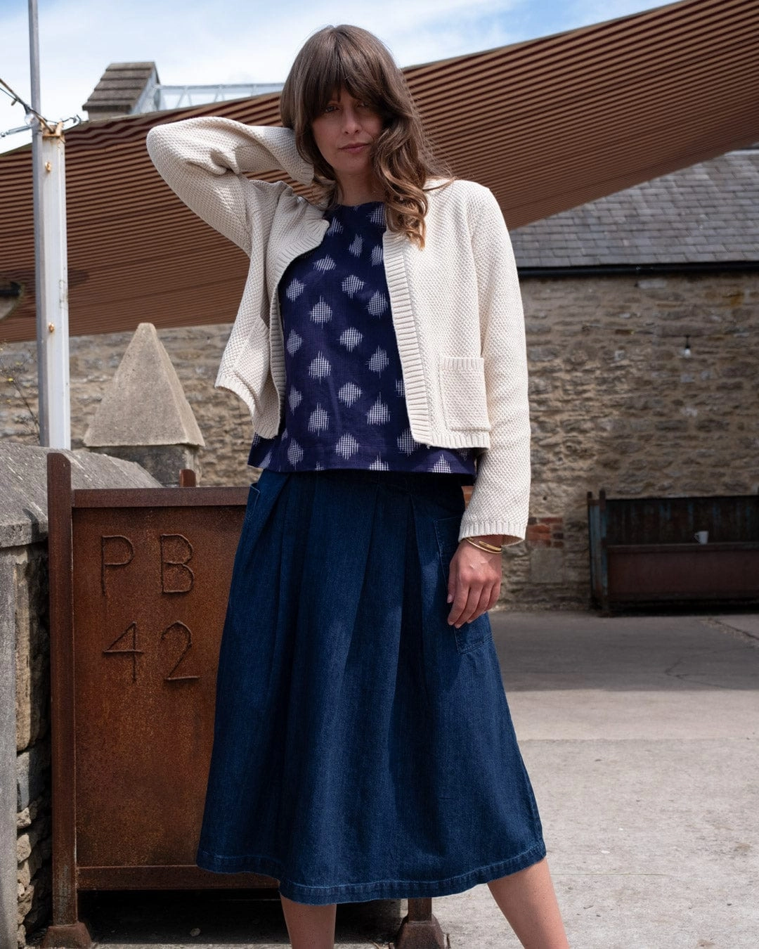 Este Women's Cotton Open Cardigan | Ecru