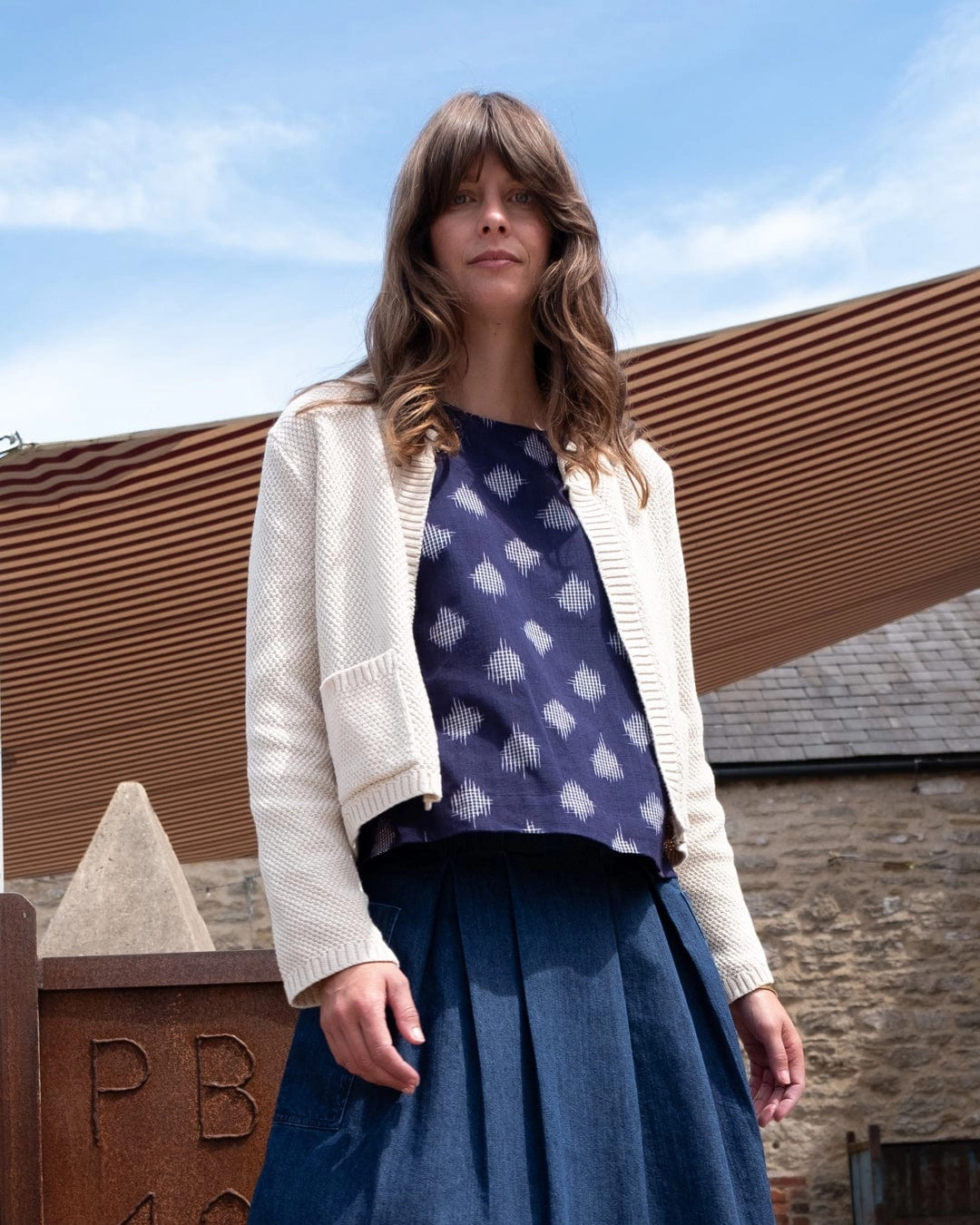 Este Women's Cotton Open Cardigan | Ecru
