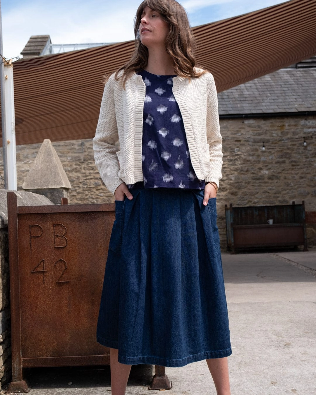 Este Women's Cotton Open Cardigan | Ecru