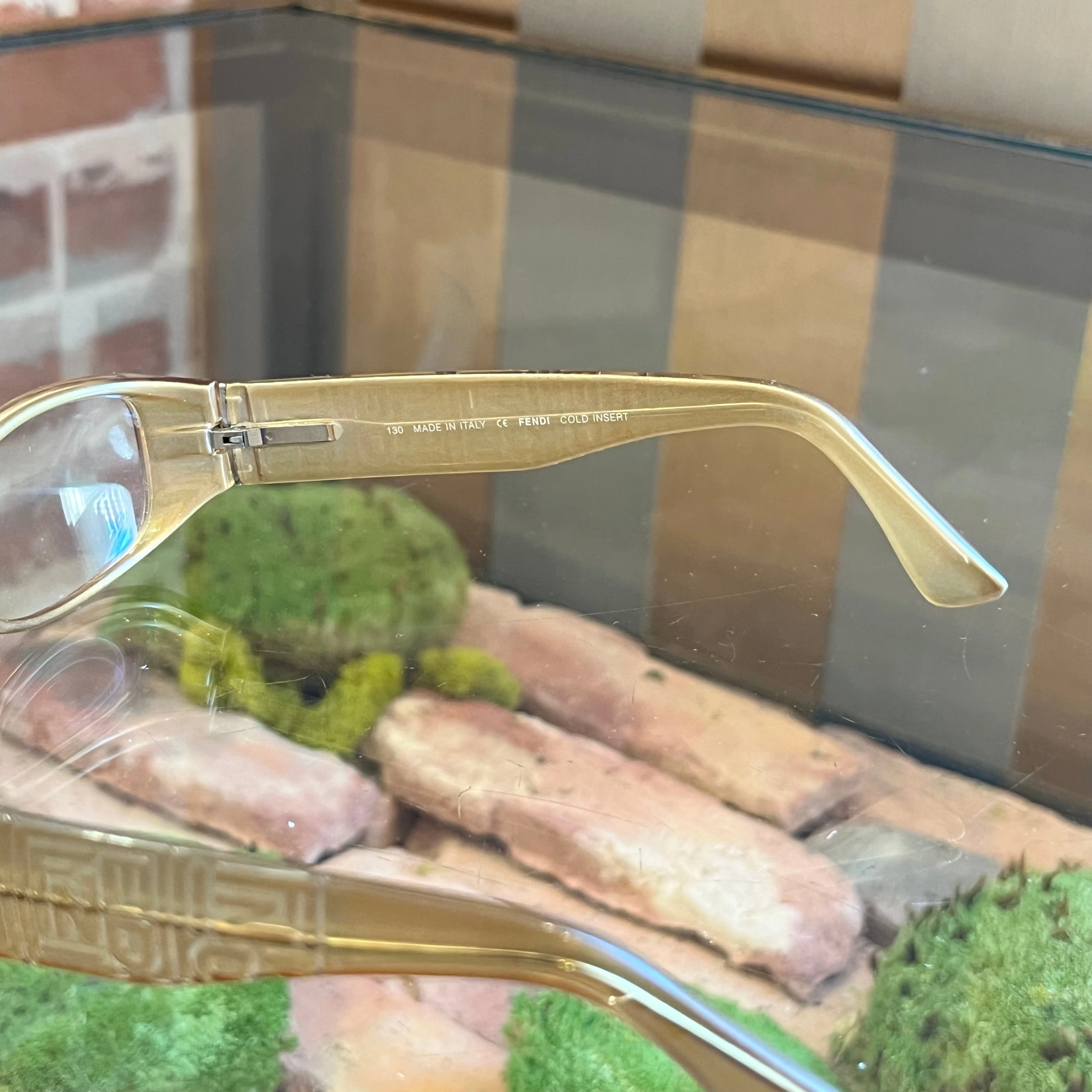 FENDI F844 Light Brown Transparent Acetate Rectangle Eye Glasses