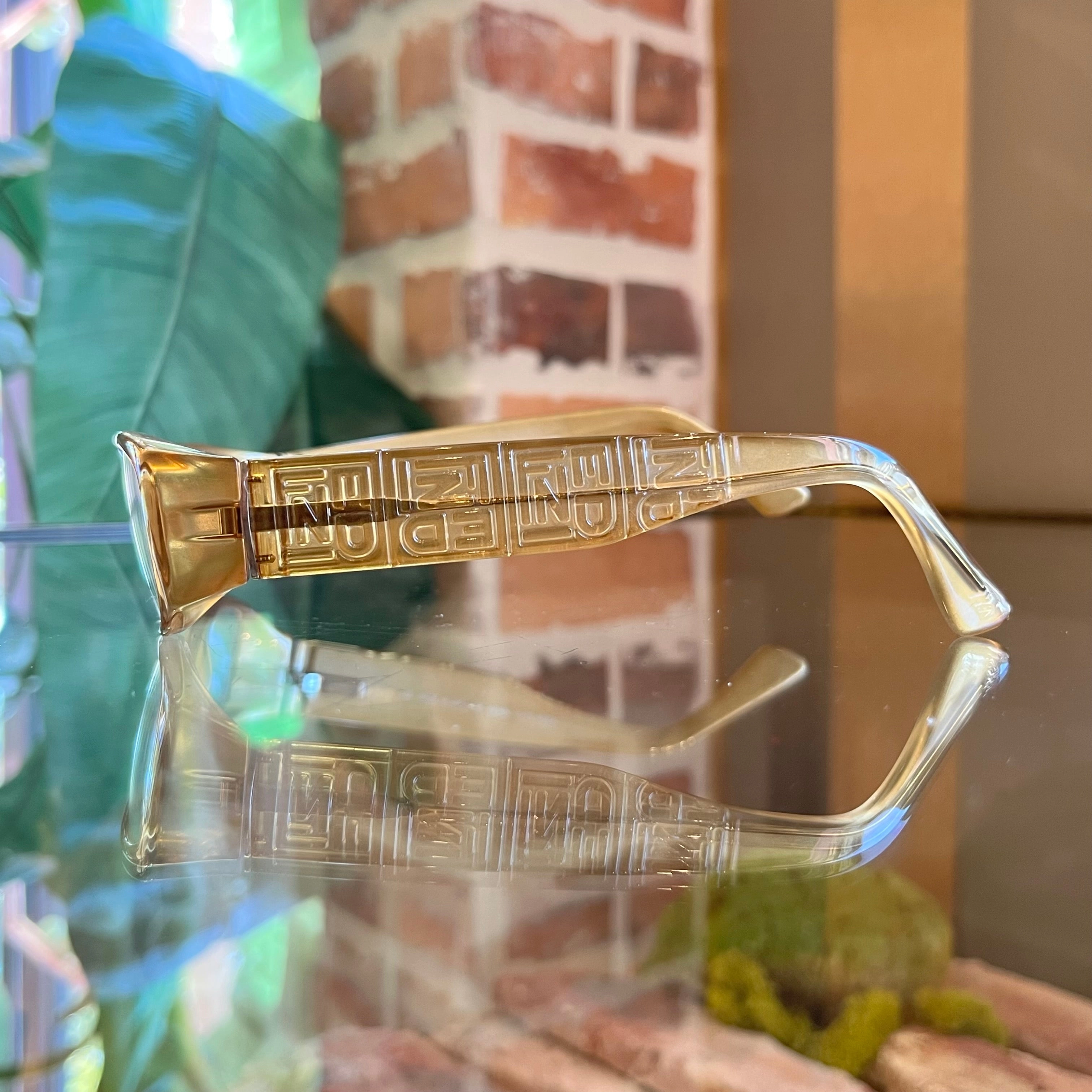 FENDI F844 Light Brown Transparent Acetate Rectangle Eye Glasses
