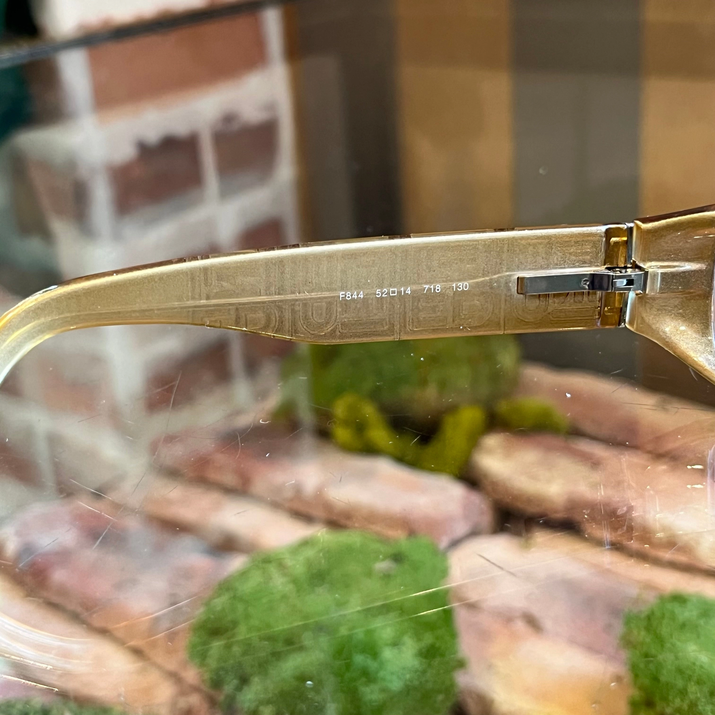 FENDI F844 Light Brown Transparent Acetate Rectangle Eye Glasses