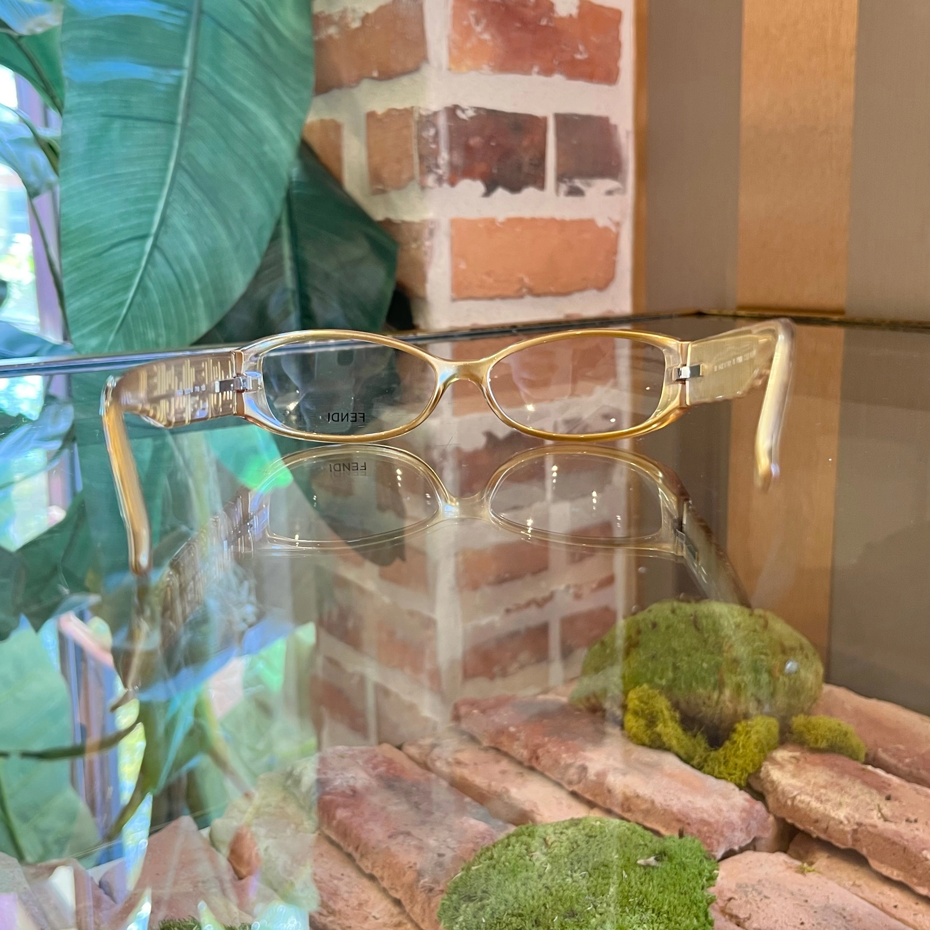 FENDI F844 Light Brown Transparent Acetate Rectangle Eye Glasses