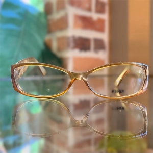 FENDI F844 Light Brown Transparent Acetate Rectangle Eye Glasses