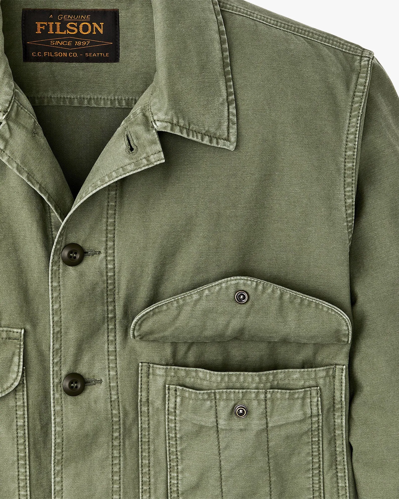 Filson Reverse Sateen Field Cruiser Jacket - Washed Fatigue Green