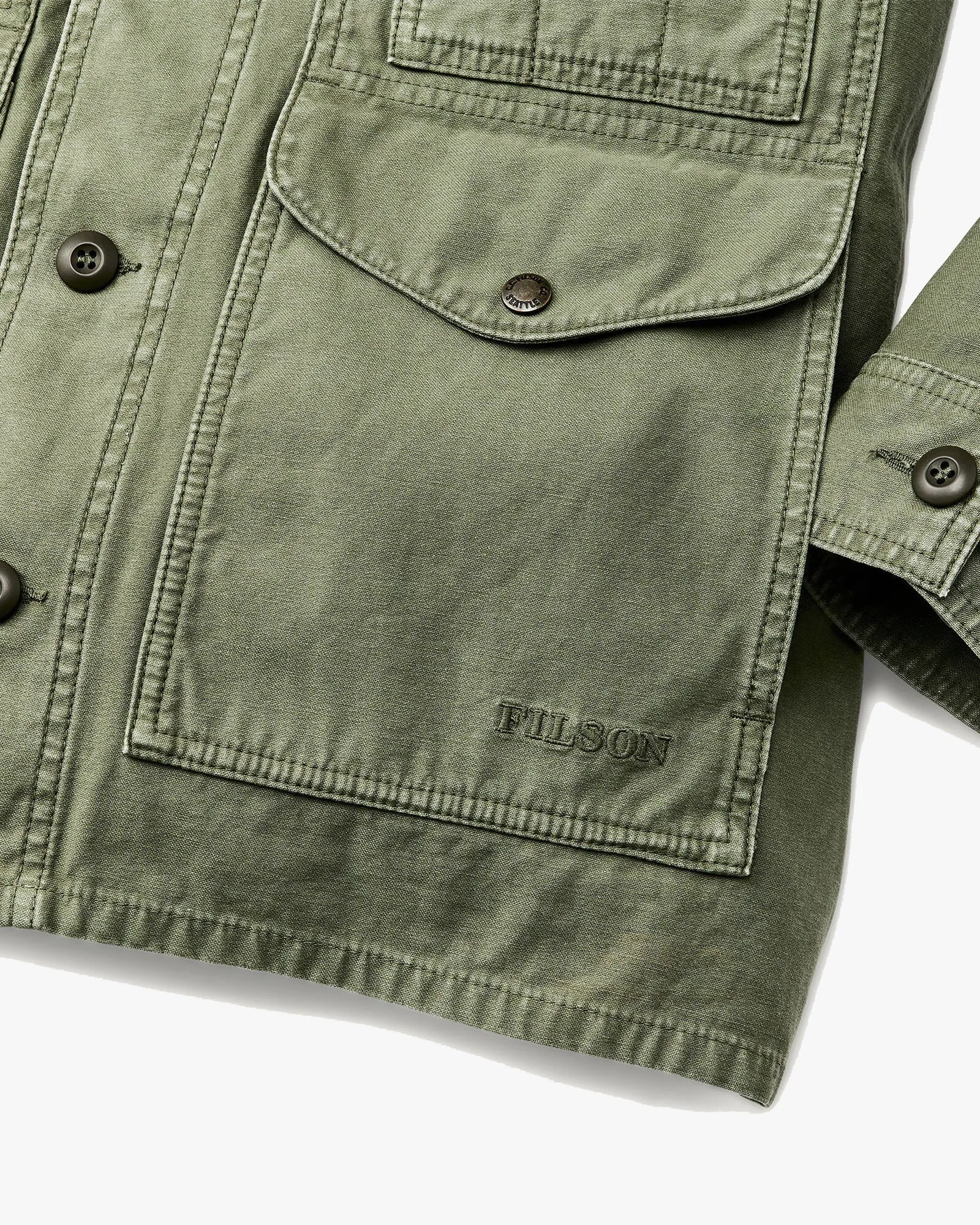 Filson Reverse Sateen Field Cruiser Jacket - Washed Fatigue Green