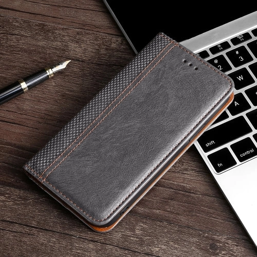 For Samsung Galaxy Note 20 Grid Texture Magnetic PU   TPU Horizontal Flip Leather Case with Holder