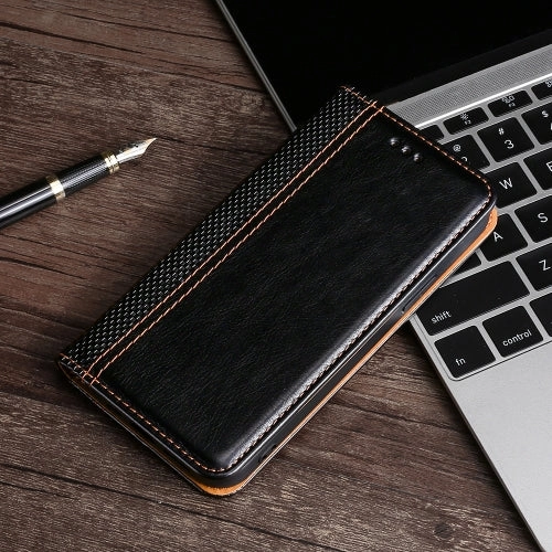 For Samsung Galaxy Note 20 Grid Texture Magnetic PU   TPU Horizontal Flip Leather Case with Holder