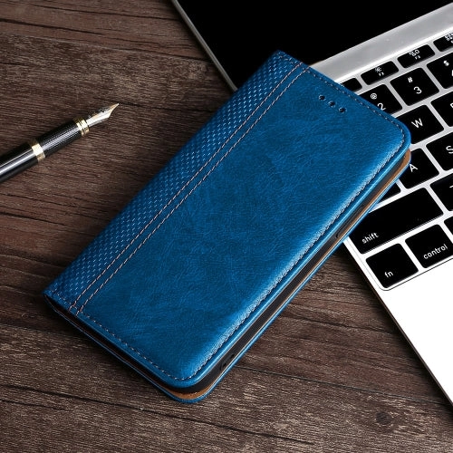 For Samsung Galaxy Note 20 Grid Texture Magnetic PU   TPU Horizontal Flip Leather Case with Holder