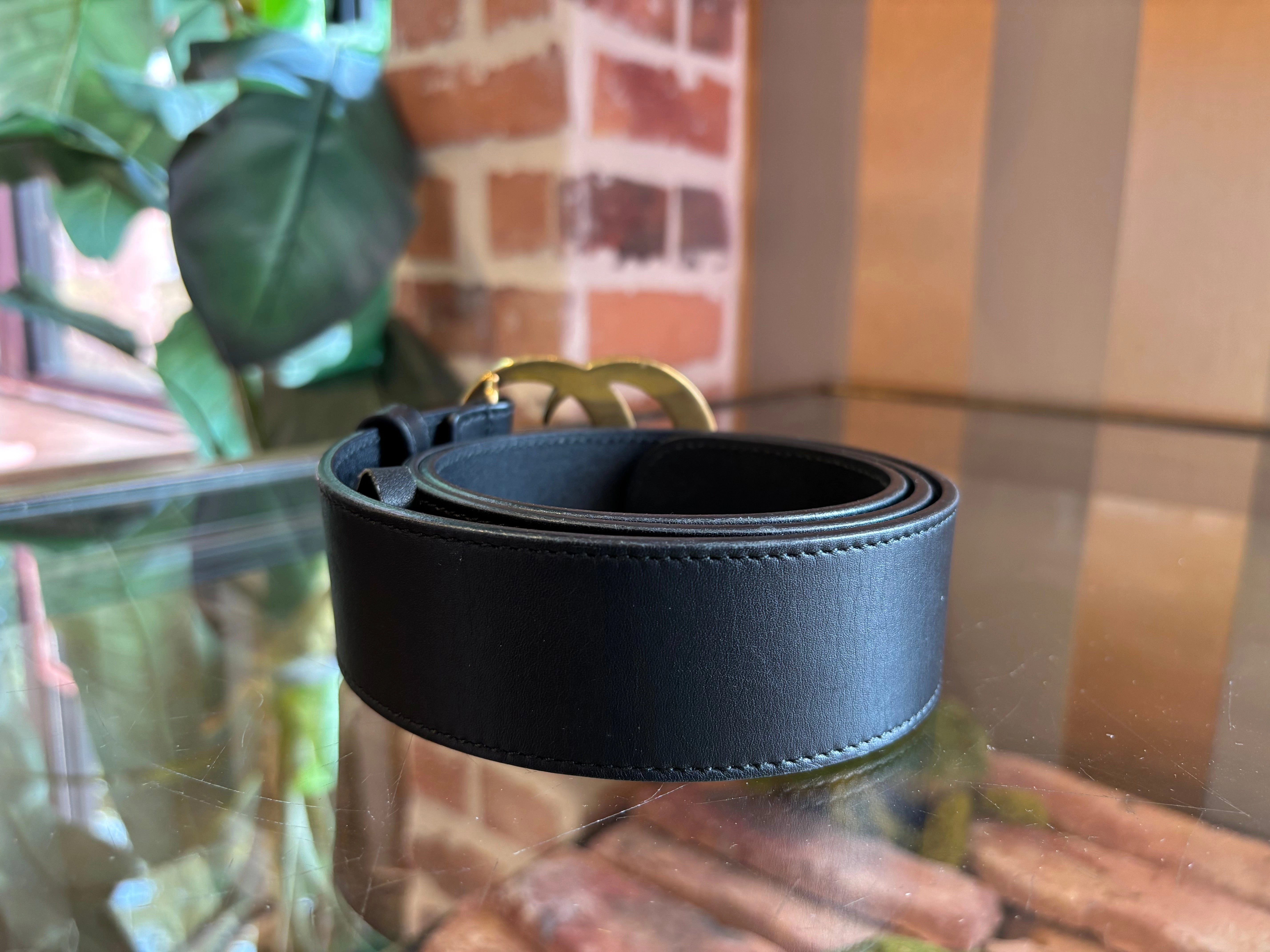 GUCCI Black GG Marmont Pearl Belt Sz 85/34 ( US 6)