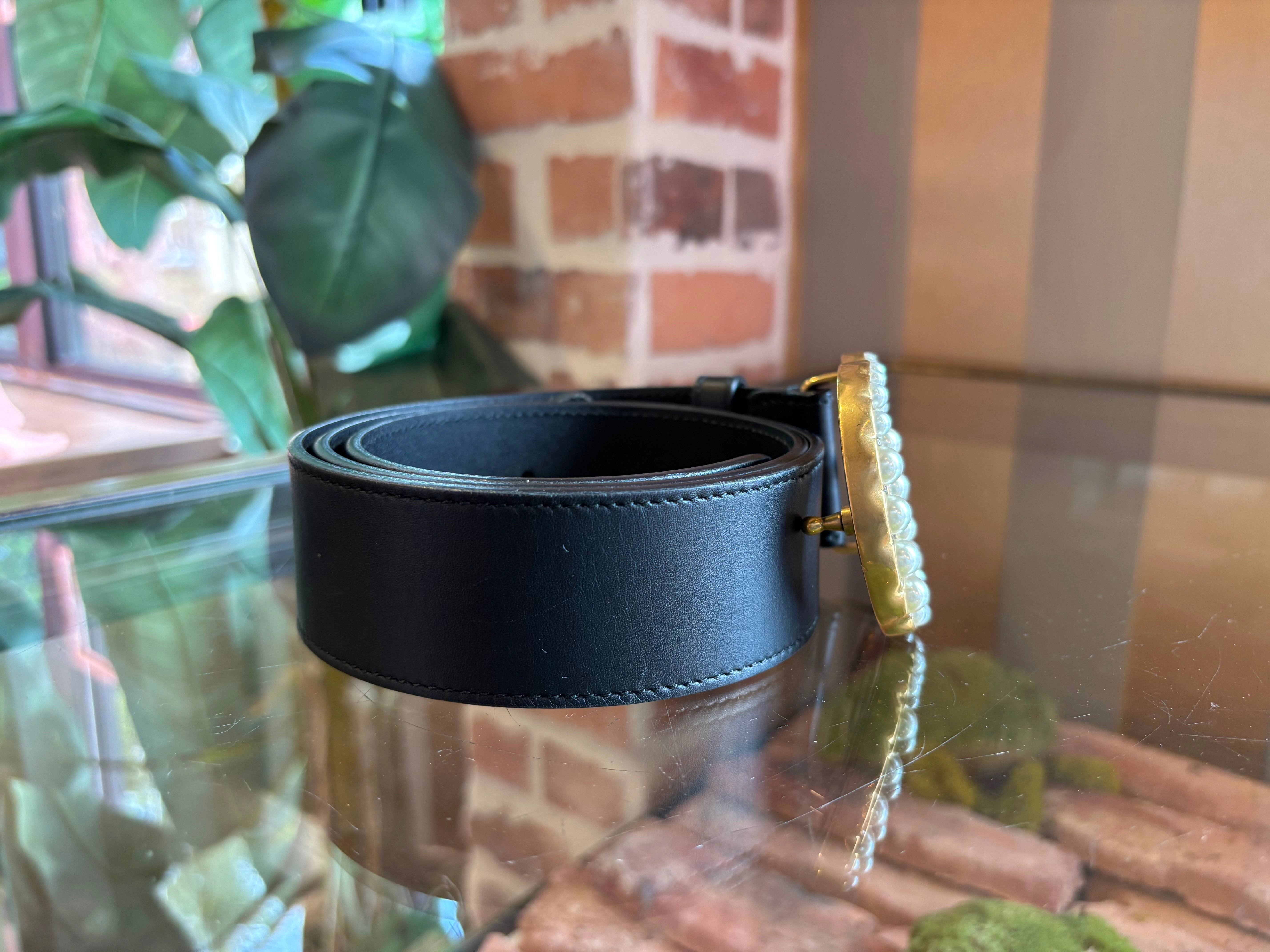 GUCCI Black GG Marmont Pearl Belt Sz 85/34 ( US 6)